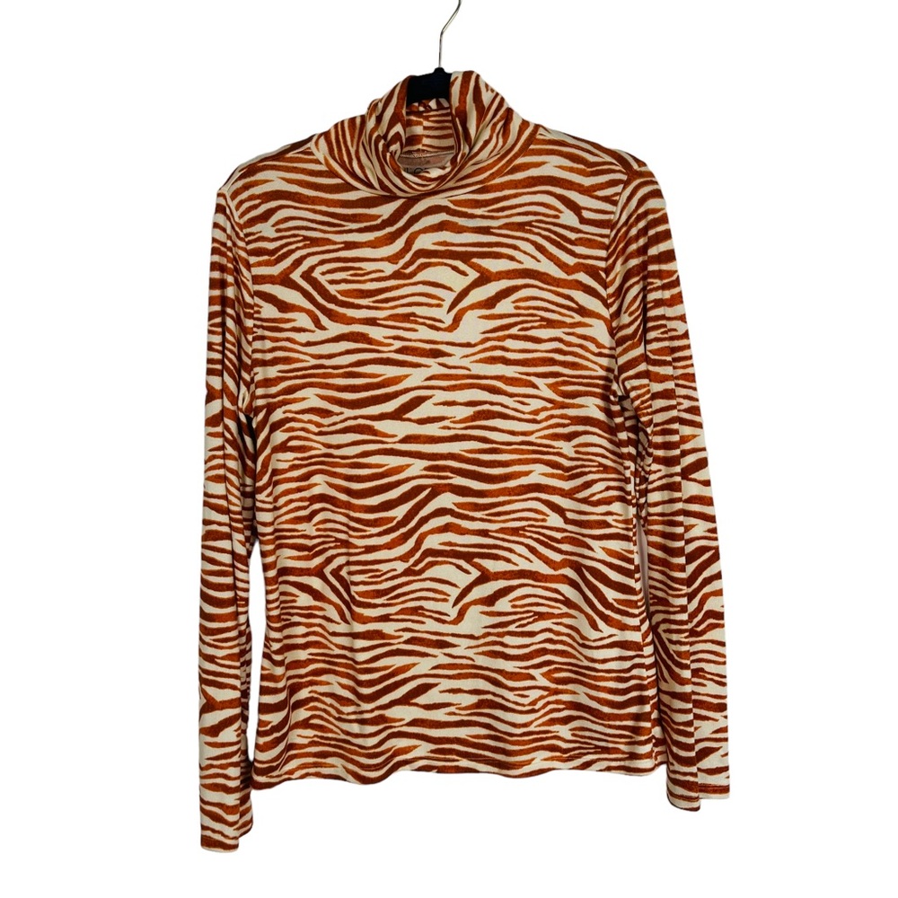 LOFT outlet long sleeve turtle neck soft cozy zebra print animal casual size L